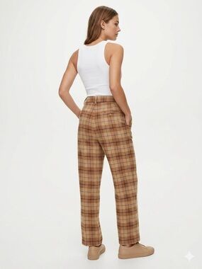 Aritzia Wilfred Plaid Pleated Pants High Waisted Trousers Size 4 Academia Office